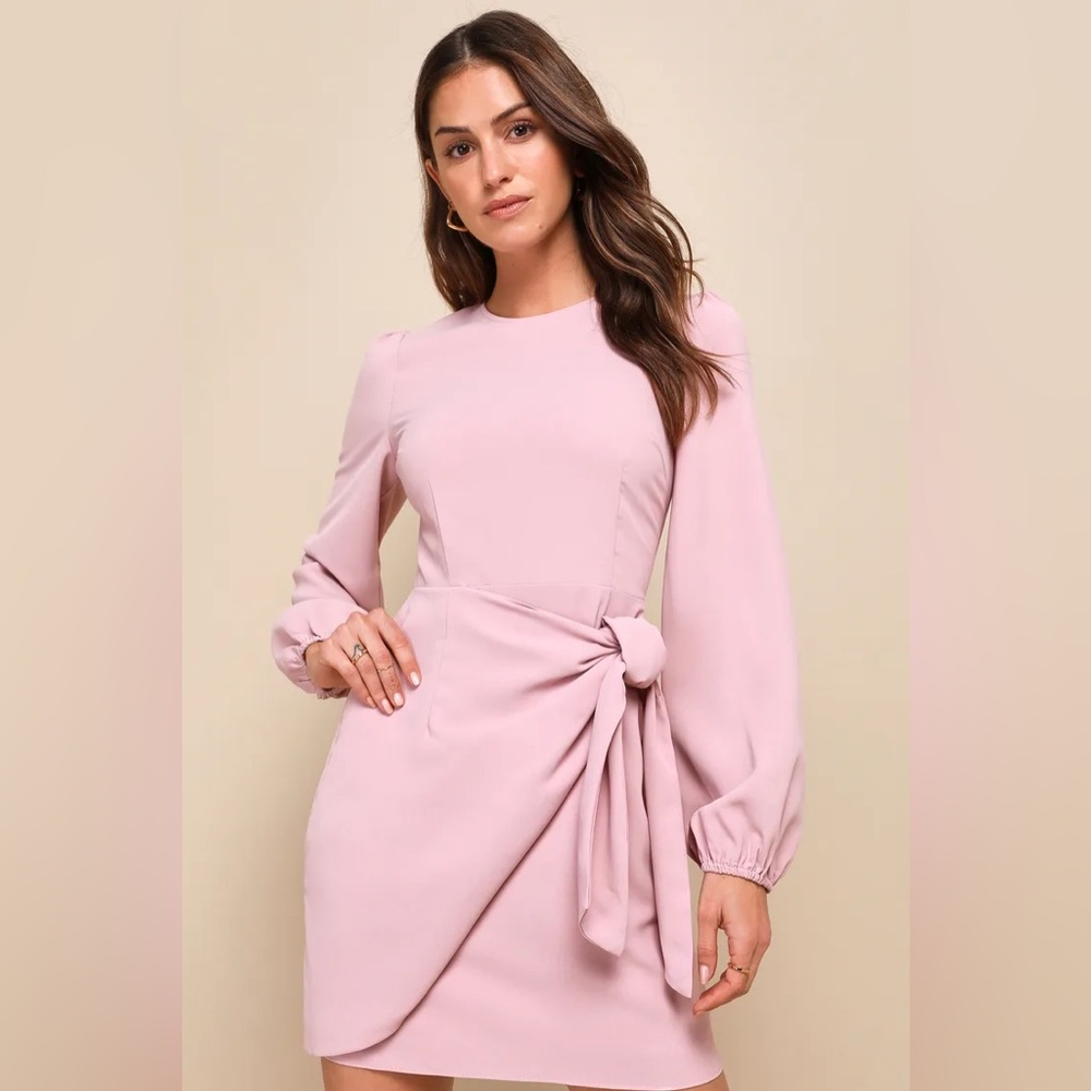 Lulu's Mauve Long Sleeve Dress